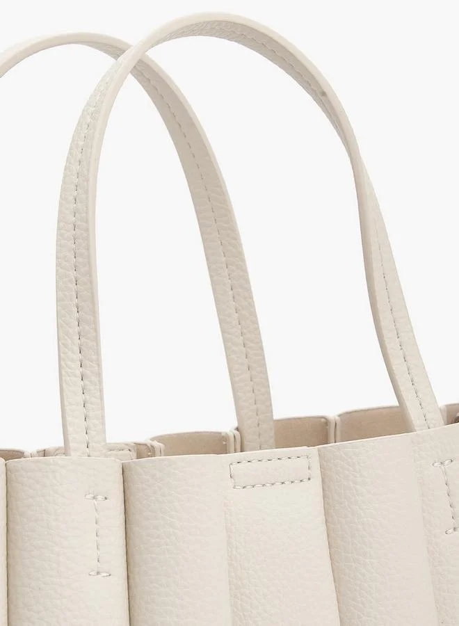 Celeste CREAM Pleated Tote Bag With Pouch for Women | Best Price UAE