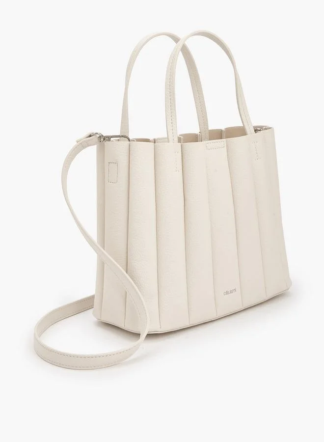 Celeste CREAM Pleated Tote Bag With Pouch for Women | Best Price UAE