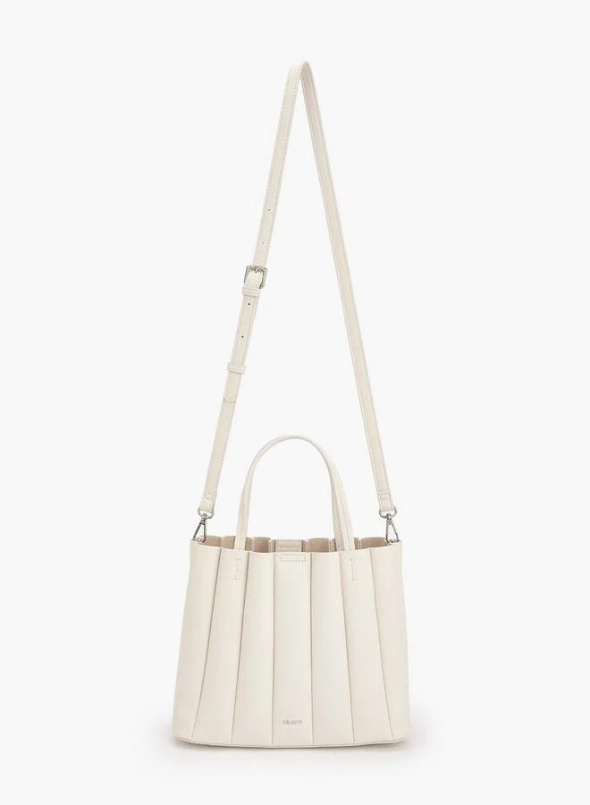 Celeste CREAM Pleated Tote Bag With Pouch for Women | Best Price UAE