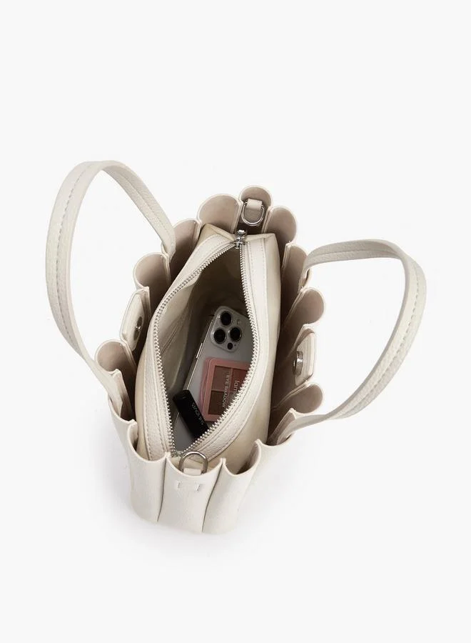 Celeste CREAM Pleated Tote Bag With Pouch for Women | Best Price UAE