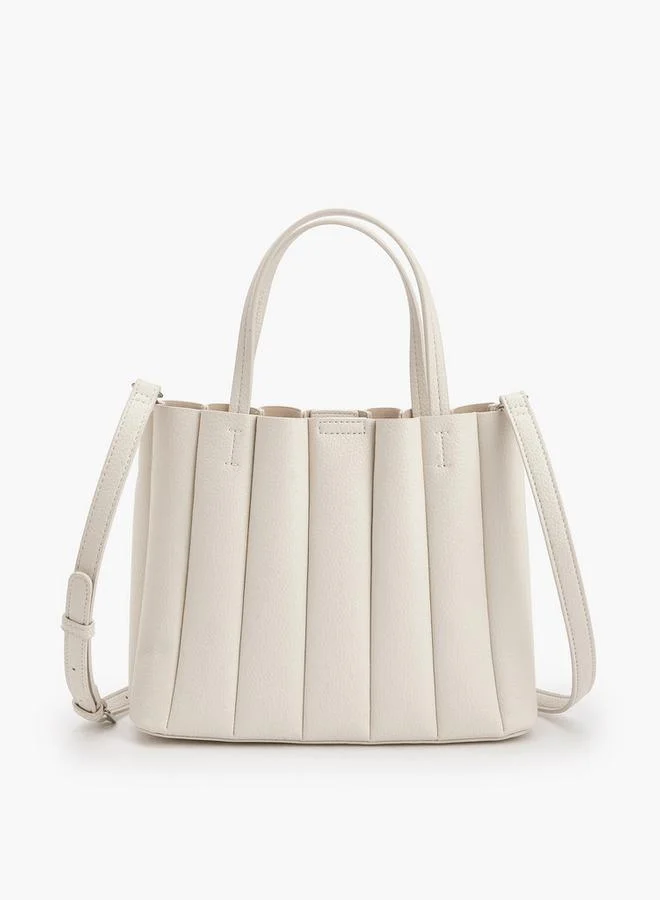 Celeste CREAM Pleated Tote Bag With Pouch for Women | Best Price UAE