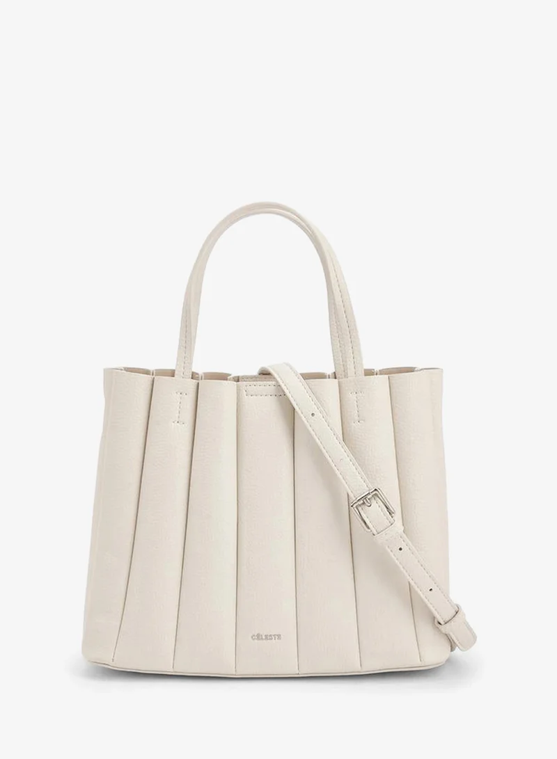 Pleated Tote Bag With Pouch