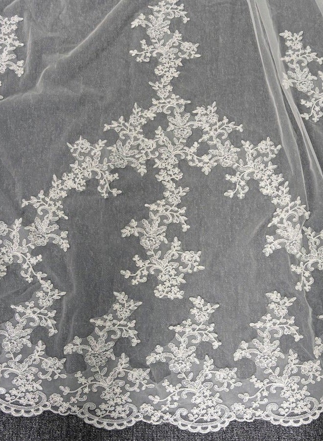 AiberLisha Royal Length 3.5M Lace Wedding Bridal Veil with Metal Comb, Ivory, Royal Length:138inch(350cm) - Image 4