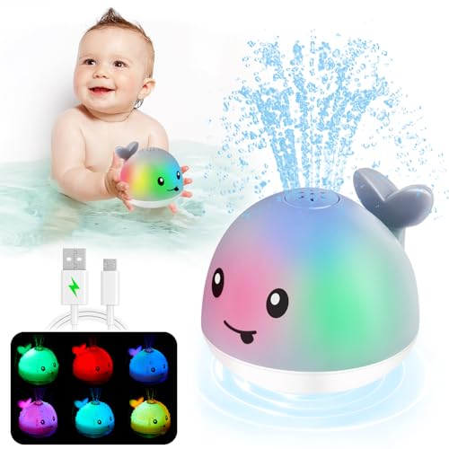 ANGGIKO Baby Bath Toys Pool Water Toys for Babies Toddler Bath Toys for Kids Ages 13 1 Year Old Boy Girl Gift Light Up Whale Bath Toy Sprinkler Baby 61218 Months Bathtub Outdoor Water Table Toy - Image 1