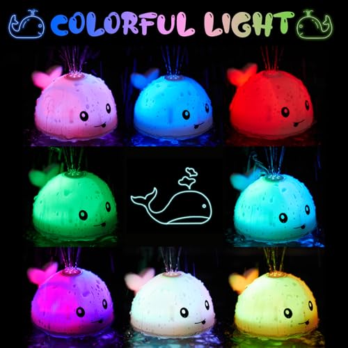 ANGGIKO Baby Bath Toys Pool Water Toys for Babies Toddler Bath Toys for Kids Ages 13 1 Year Old Boy Girl Gift Light Up Whale Bath Toy Sprinkler Baby 61218 Months Bathtub Outdoor Water Table Toy - Image 5