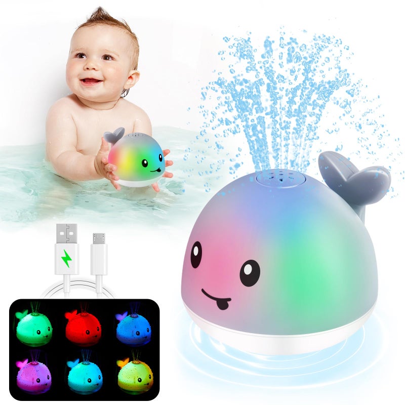 ANGGIKO Baby Bath Toys Pool Water Toys for Babies Toddler Bath Toys for Kids Ages 13 1 Year Old Boy Girl Gift Light Up Whale Bath Toy Sprinkler Baby 61218 Months Bathtub Outdoor Water Table Toy - Image 4