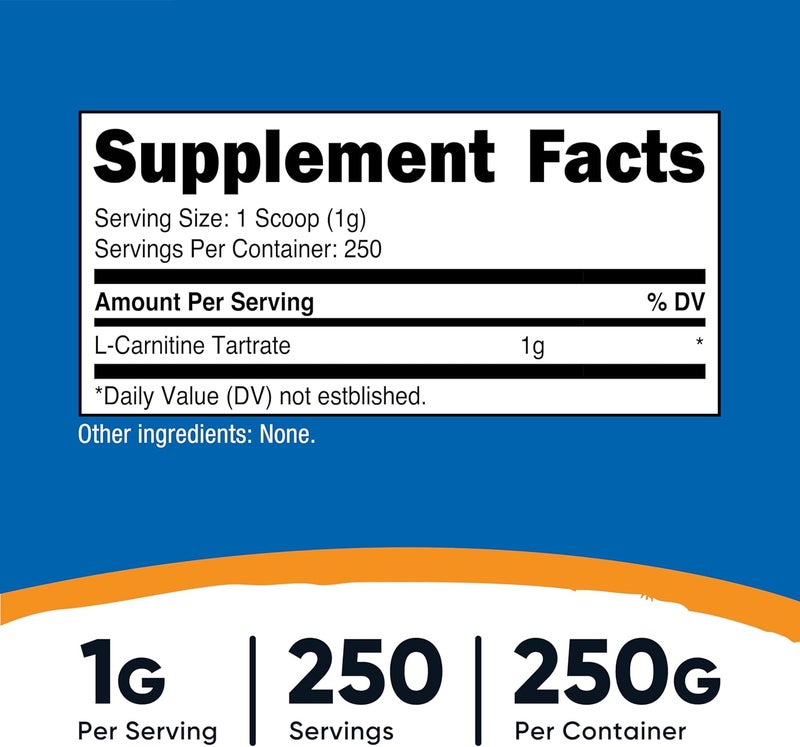 Nutricost LCarnitine Tartrate Powder 250 Grams  1 Gram per Serving 250 Servings - Image 2
