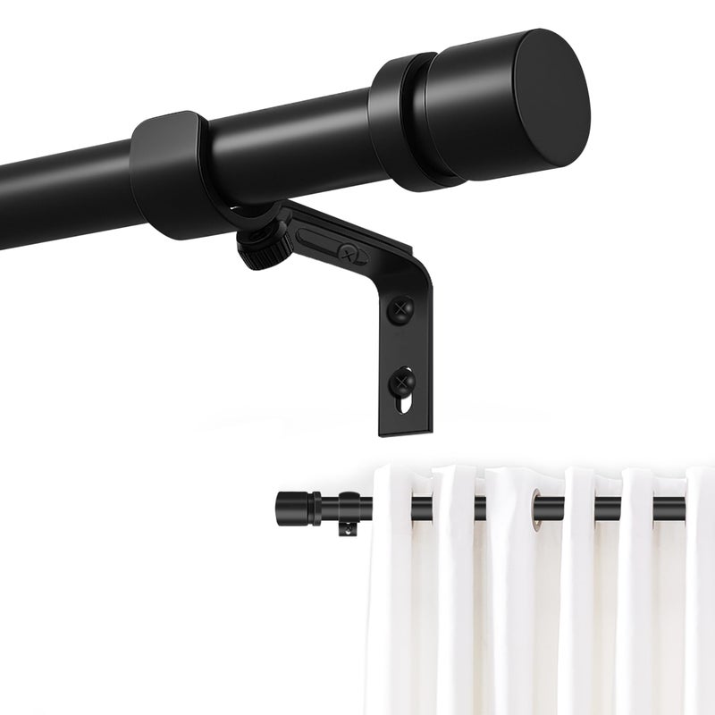 Ottsuls Curtain Rods for Windows, 32 to 60 or 71 Inches Max Adjustable Length, 1 Inch Diameter, Black Decorative Curtain Rod Set, Rustproof Heavy Duty Metal Pole with Brackets - Image 1