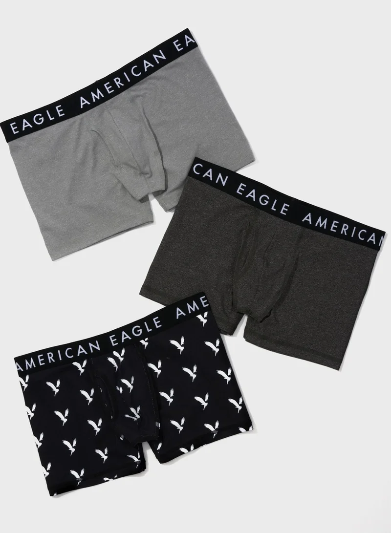 American Eagle 3 Pack Logo Band Trunks