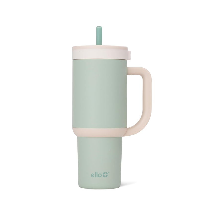 Ello Oasis 24 oz Tumbler with Handle Retracting Straw Reusable Insulated Stainless Steel Cup 100 Leakproof Gifts for Teens Women Men Keeps cold for 24 Hours Cup Holder Friendly Pistachio - Image 2