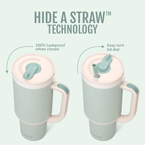 Ello Oasis 24 oz Tumbler with Handle Retracting Straw Reusable Insulated Stainless Steel Cup 100 Leakproof Gifts for Teens Women Men Keeps cold for 24 Hours Cup Holder Friendly Pistachio - Image 3