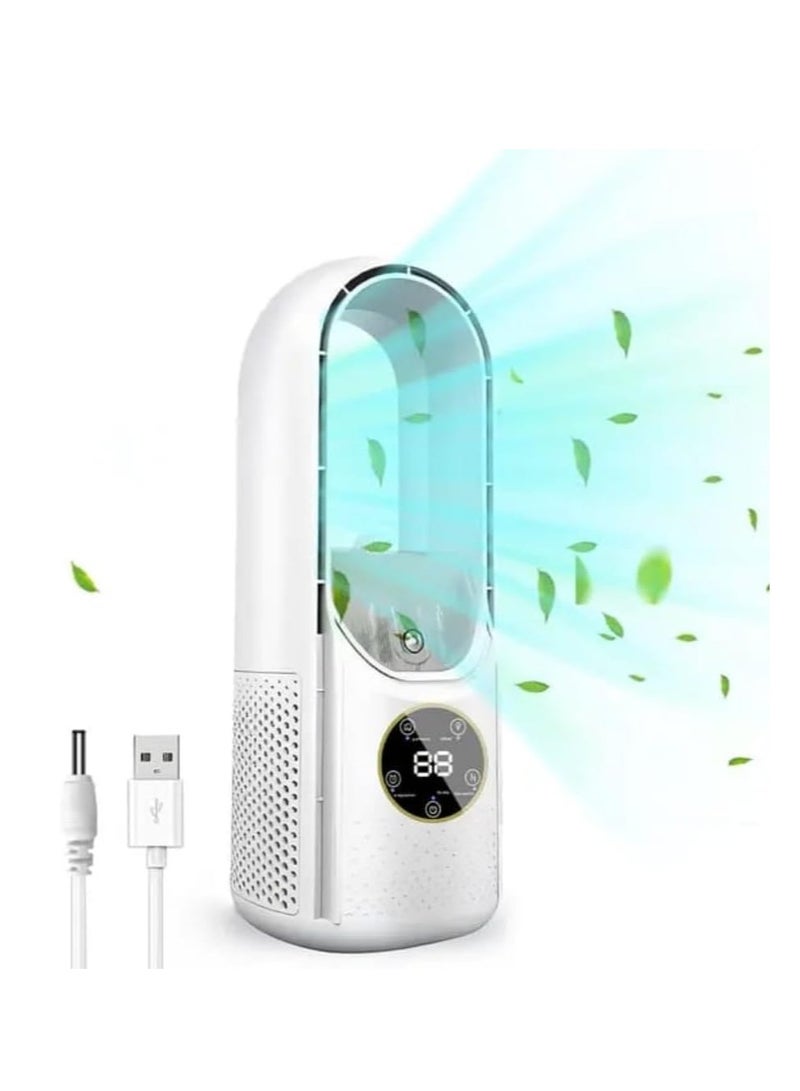 Tower Fan with Cooling, Humidifying and Adjustable Airflow, USB Rechargeable, for Offices, Bedrooms and Living Rooms - Image 1