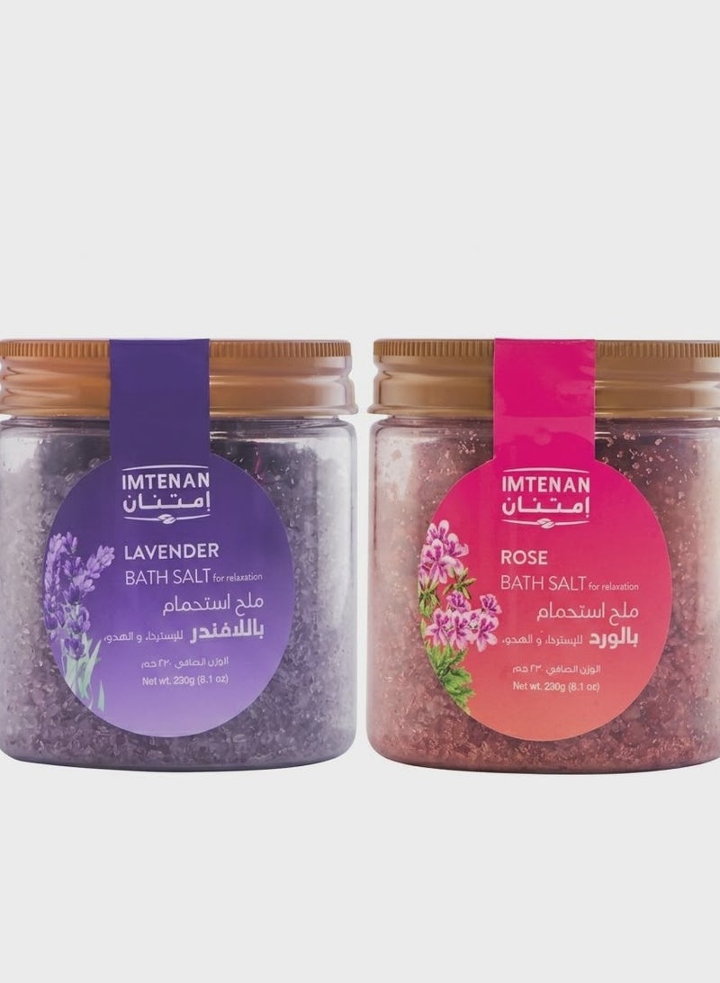 Imtenan Premium Bath Salt Set (Lavender & Rose) - 2 x 230g - Image 1