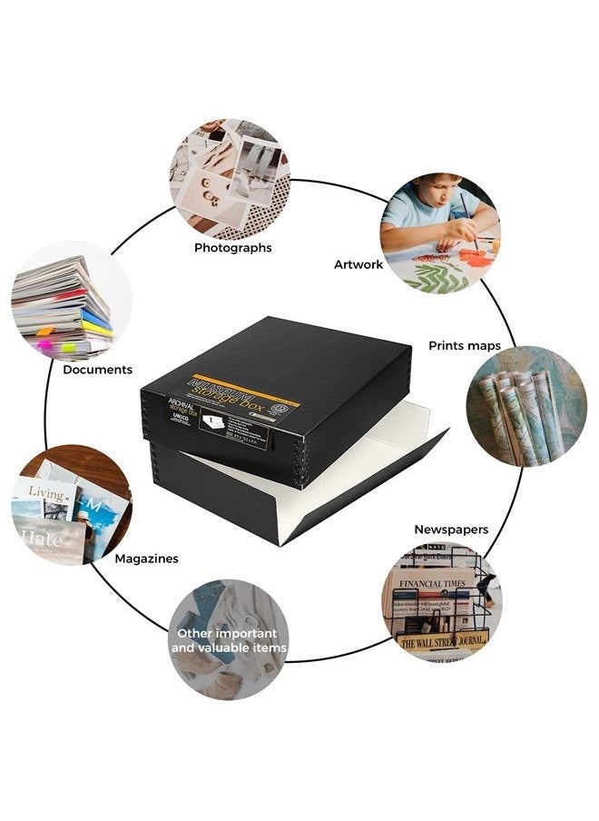 Lineco - Archival 9X12 Print Storage Box, Drop Front Design, 9X12X3, Exterior Color: Black - Image 1