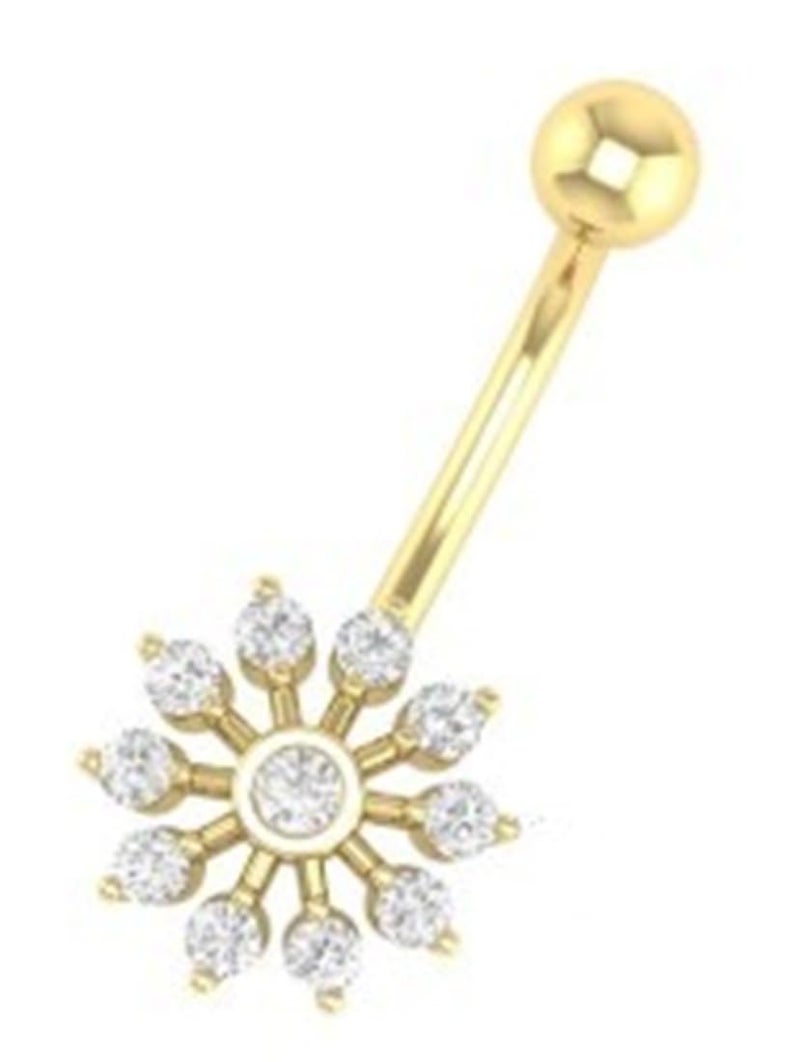 SHIELD PLUS Belly Button Ring 14g Surgical Steel Dangle Navel Belly Ring Piercing - Image 1