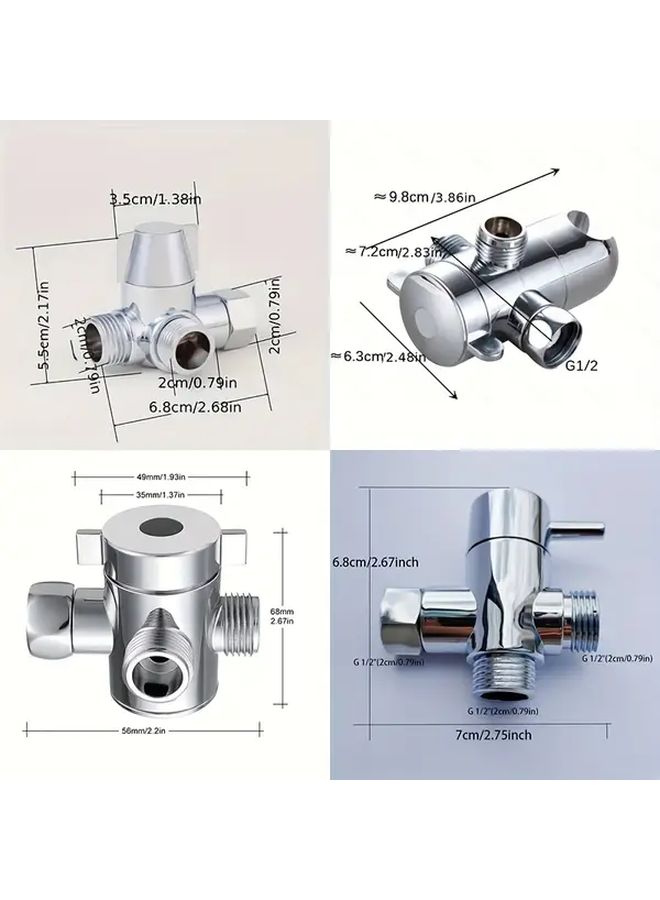 Type B Black 3 Way Shower Diverter Valve Chrome Finish G1 2 Threads Easy Installation - Image 3