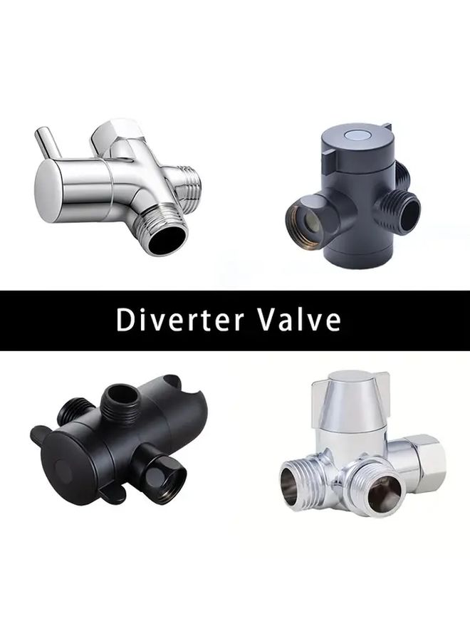 Type B Black 3 Way Shower Diverter Valve Chrome Finish G1 2 Threads Easy Installation - Image 1