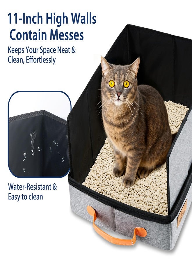 MORAIS Portable Travel Litter Box for Cats, 17.7"×13.5"×11" Collapsible Cat Litter Box with Lid, Leak-Proof Cat Litter Pan for Car Hotel Airplane, Waterproof & Easy to Carry- Gray - Image 3