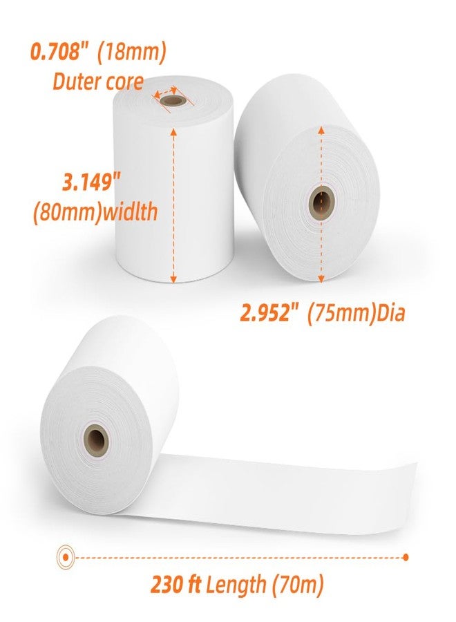 Methdic 15 Rolls 3 1/8 x 230 Thermal Paper Receipt Rolls 55 GSM Premium Quality Thick paper For POS Cash Register BPA Free- - Image 2