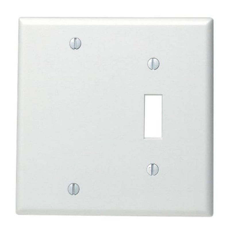 Leviton 2Gang 1Toggle 1Blank Device Combination Wallplate Standard Size Thermoset Box Mount 88006 White