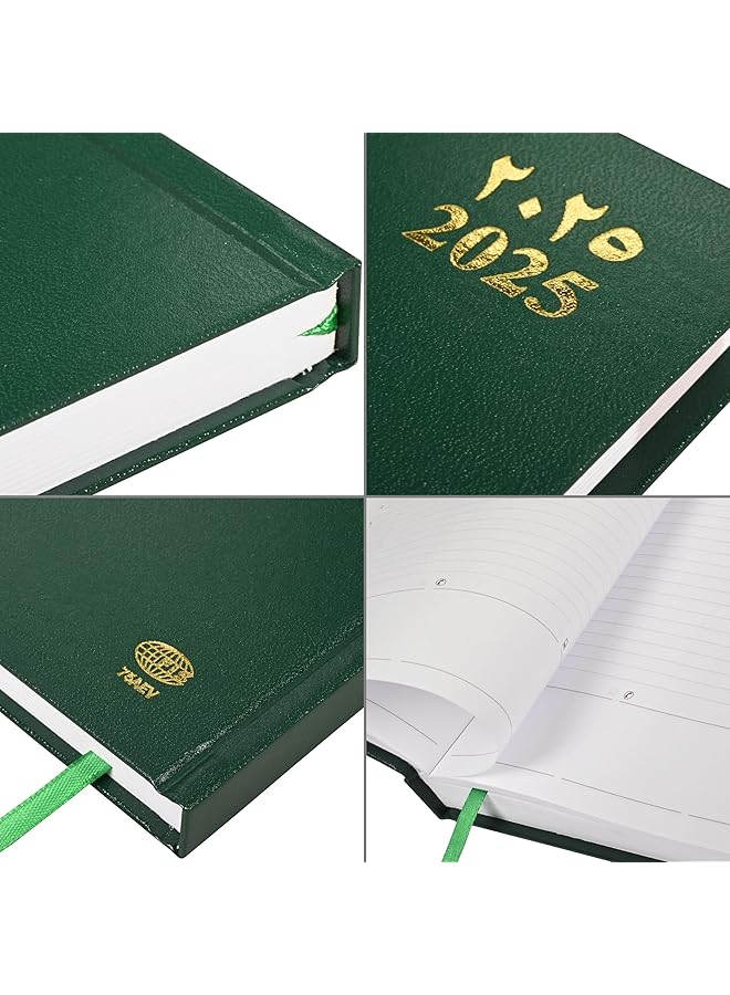erorex 2025 Agenda Diary Vinyl Materials Hard Cover 1 Day A Page Size 170X240Mm English Arabic 60Gsm White Paper Green Color Fsdi75Aev25Gr - Image 3