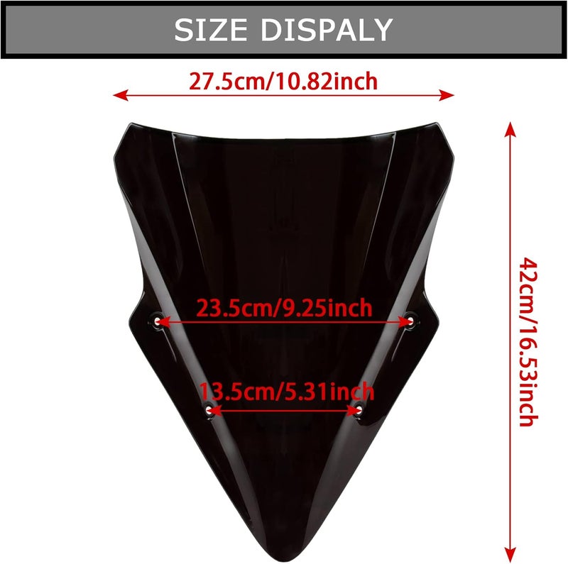 psler Windshield Windscreen Double Bubble for Kawasaki 650 ER6F 2017-2019 (Black) - Image 3