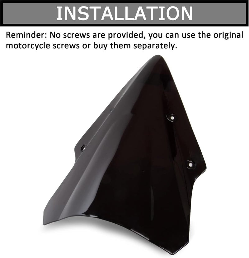 psler Windshield Windscreen Double Bubble for Kawasaki 650 ER6F 2017-2019 (Black) - Image 5