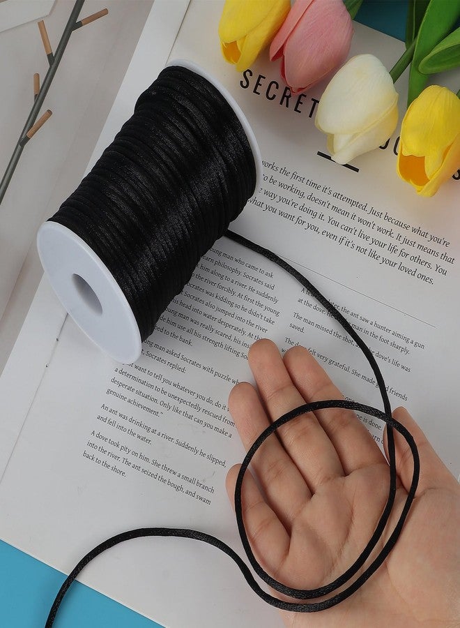 VICROIC 3MM 55 Yards Nylon Cord, Wind Chime Cord, String for Bracelet Making Necklace, Braided Lanyard String, Jewelry Thread Beading String for Crafts, Twine for Chinese Knotting (Black) - Image 3