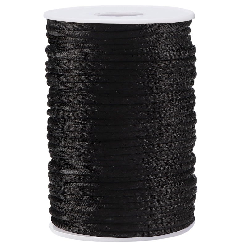 VICROIC 3MM 55 Yards Nylon Cord, Wind Chime Cord, String for Bracelet Making Necklace, Braided Lanyard String, Jewelry Thread Beading String for Crafts, Twine for Chinese Knotting (Black) - Image 1
