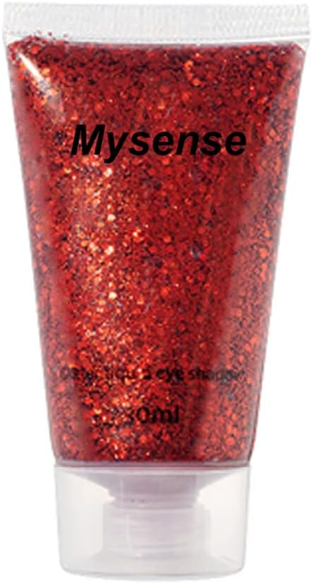 Mysense Mysense Red Body Glitter Gel, Singer Concerts Face Hair Glitter Makeup, Music Festival Rave Accessories, Chunky Glitter Mermaid Sequins, Sparkling Face Paint for Women, 30g 