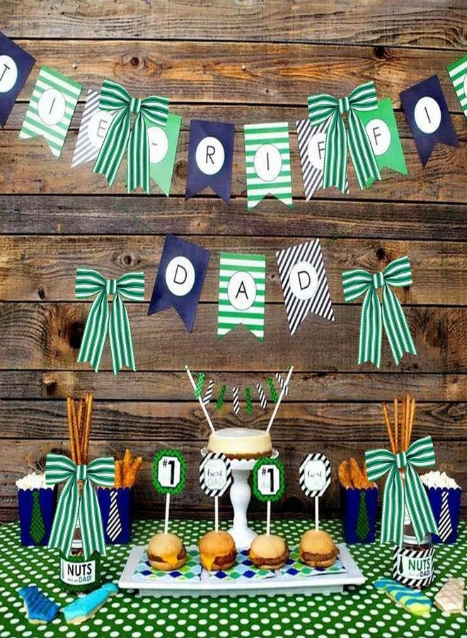 TONIFUL 2 Rolls-2 Inch Green Striped Wired Ribbon, Green and White Stripe Wired Ribbon for Gift Wrapping, Indoor, Bows Making, Wedding Birthday Party Decoration (6yds/roll) - Image 4