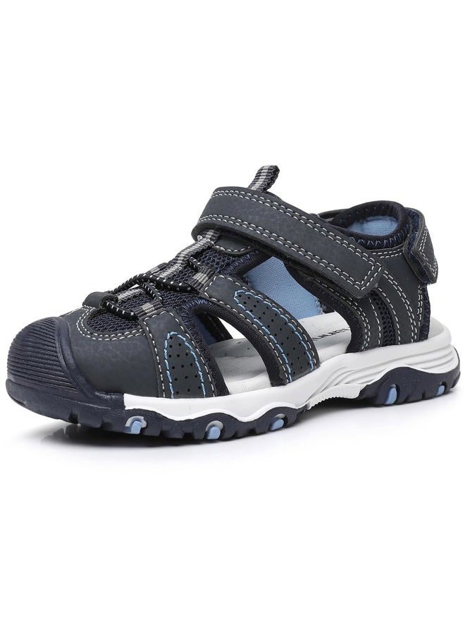Ahannie Toddler Sandals Boys Girls Sandals – Kids Closed Toe Water Sport Outdoor Summer Beach Shoes with Hook Loop, Navyblue, 13 Little Kid - Image 1