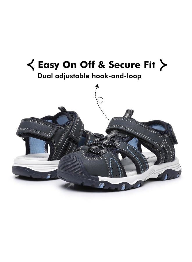 Ahannie Toddler Sandals Boys Girls Sandals – Kids Closed Toe Water Sport Outdoor Summer Beach Shoes with Hook Loop, Navyblue, 13 Little Kid - Image 5