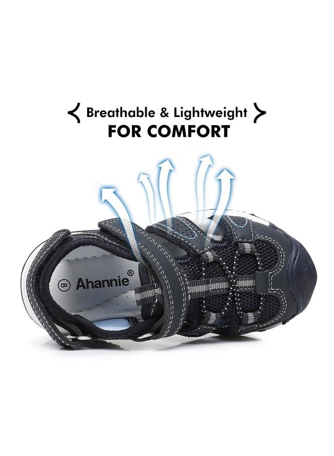 Ahannie Toddler Sandals Boys Girls Sandals – Kids Closed Toe Water Sport Outdoor Summer Beach Shoes with Hook Loop, Navyblue, 13 Little Kid - Image 4