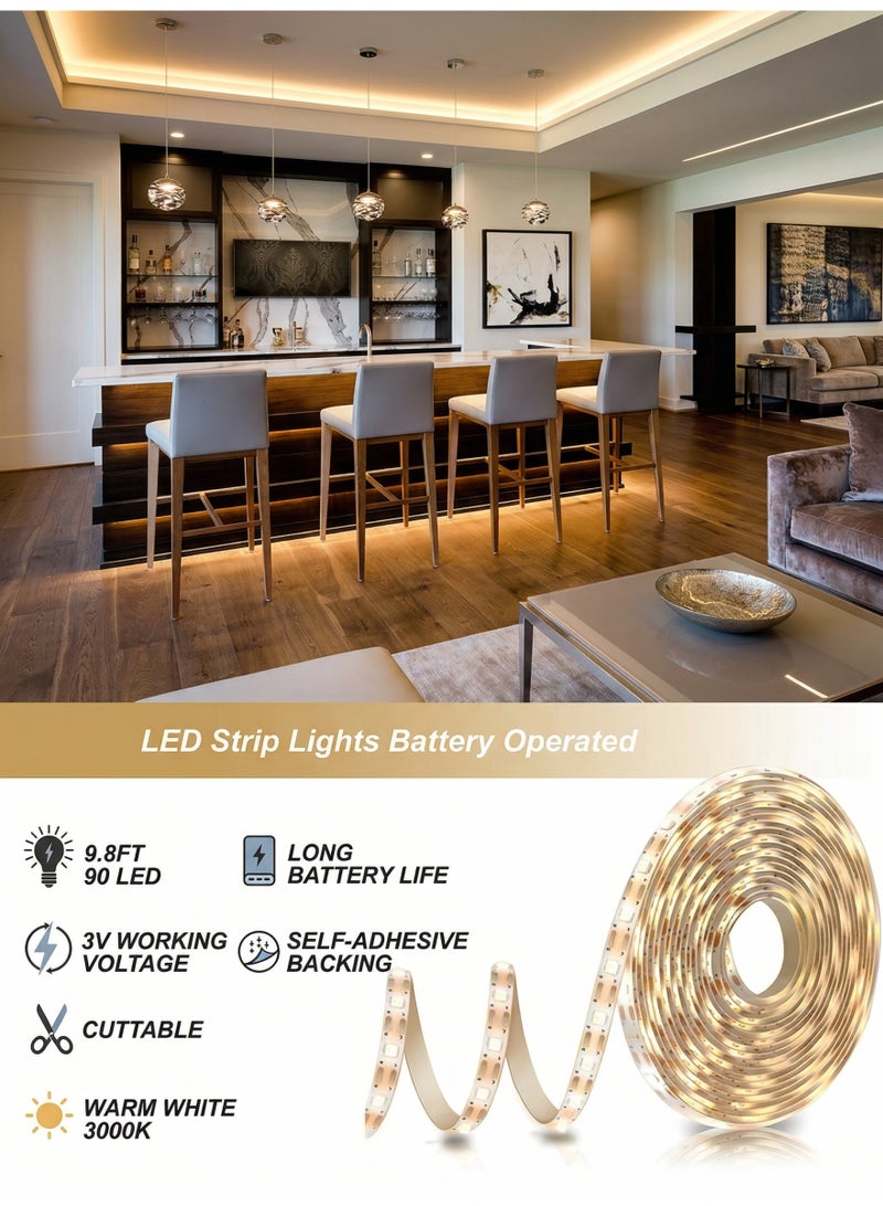 Reelyo USB COB LED Strip Lights Warm White Led TV Backlight 5V 5M LED Strip Lights, LED Strip Kit, Super Bright LED Tape Lights USB Powered Flexible Under Cabinet Light for Bedroom,Kitchen,Home Vanity Mirror Lighting Decor Bedroom Cabinet Boat Decor - Image 2
