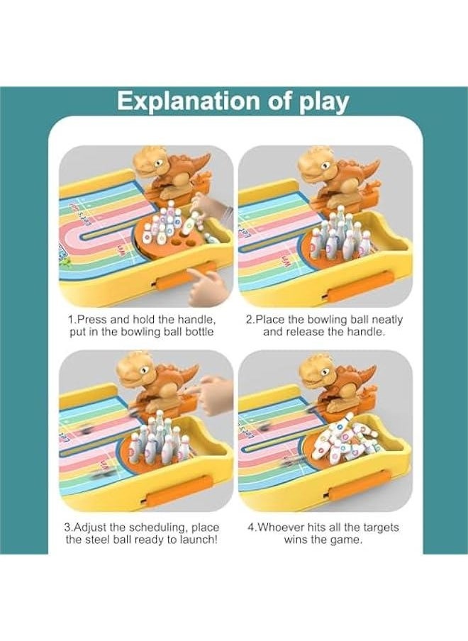 Portable Bowling Game | Compact Bowling Set | Miniature Bowling Alley | Tabletop Desktop Bowling Game Toy Fun and Interactive Toys for Offices Desk Games Stress Relievers, Green  - Image 3