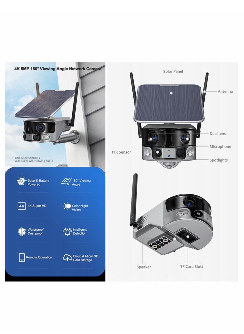 SOLAR WATT Camera Wireless 4K HD 180 Degree Solar Powered Security Camera with Memory Card Waterproof Dustproof Smart Tracking Technology Easy to Install and Control  - Image 4