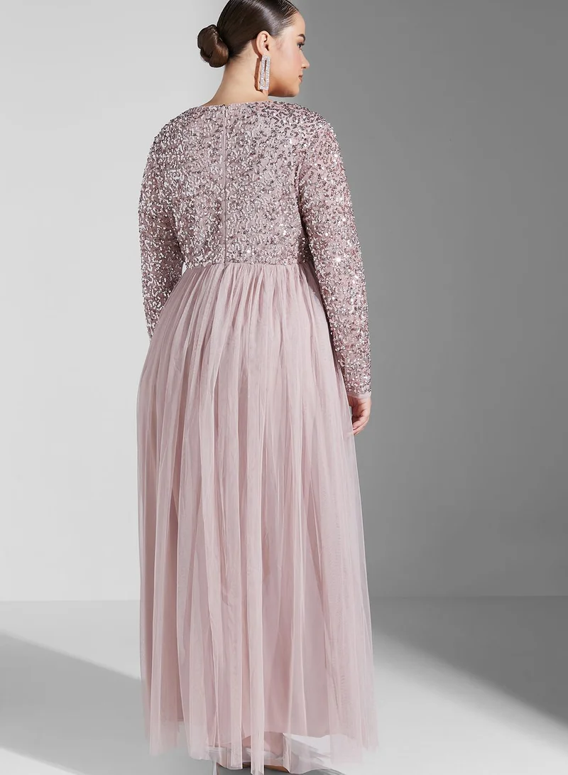 Maya Plus Sequin Detail Pleated Dress