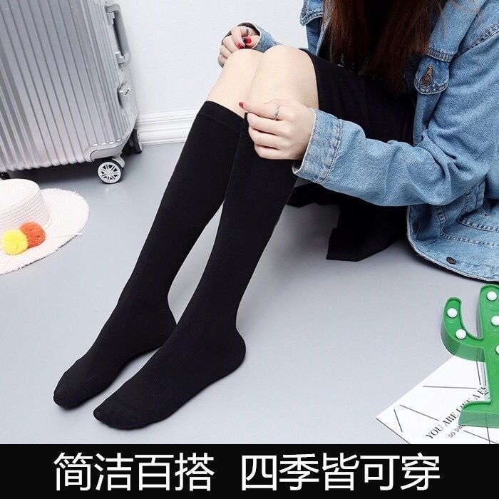 Small Leg Socks Black Long Knee-Length Socks Korean Half-Height Japanese Jk Velvet Black White Socks - Image 4