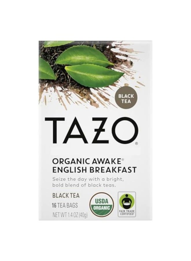 TAZO Organic Awake English Breakfast Black Tea, Black tea with Caffeine, 16 Total Bags - Image 1
