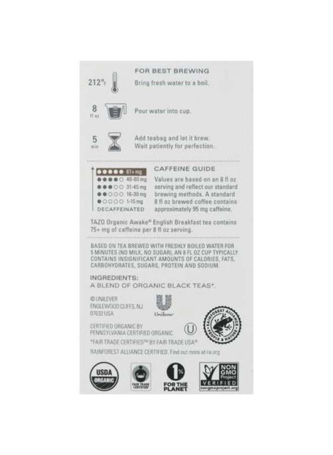 TAZO Organic Awake English Breakfast Black Tea, Black tea with Caffeine, 16 Total Bags - Image 3