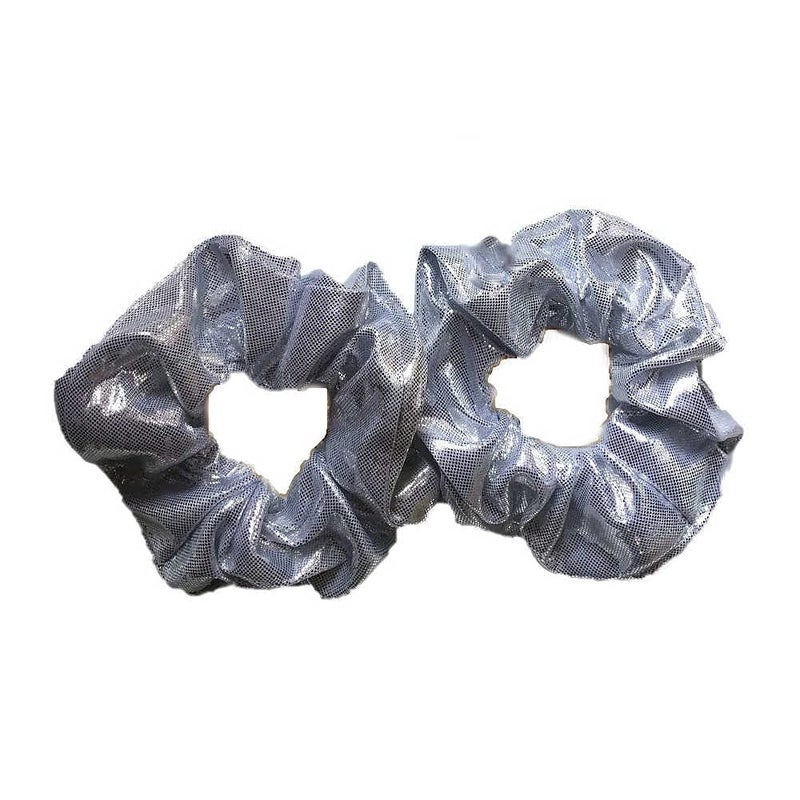 Silver Scrunchie Set Set of 2 Sparkly Shiny Lame Scrunchies Metallic Silver
