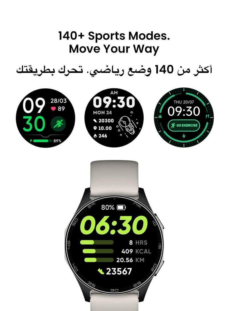 TinyMoose Smart Watch Atlas | Super HD AMOLED 1.43 inch Display, Built-In GPS, AI-Powered Fitness Tracking, Heart Rate & SpO2 Monitor, 30M Water Resistant, Bluetooth Calling, Super Responsive Touchscreen, for Android & iOS – Alpine White - Image 4