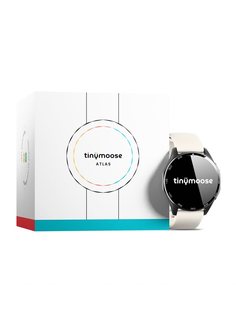 TinyMoose Smart Watch Atlas | Super HD AMOLED 1.43 inch Display, Built-In GPS, AI-Powered Fitness Tracking, Heart Rate & SpO2 Monitor, 30M Water Resistant, Bluetooth Calling, Super Responsive Touchscreen, for Android & iOS – Alpine White - Image 1