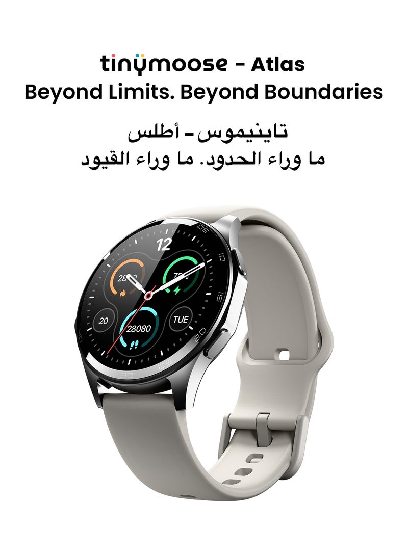 TinyMoose Smart Watch Atlas | Super HD AMOLED 1.43 inch Display, Built-In GPS, AI-Powered Fitness Tracking, Heart Rate & SpO2 Monitor, 30M Water Resistant, Bluetooth Calling, Super Responsive Touchscreen, for Android & iOS – Alpine White - Image 2