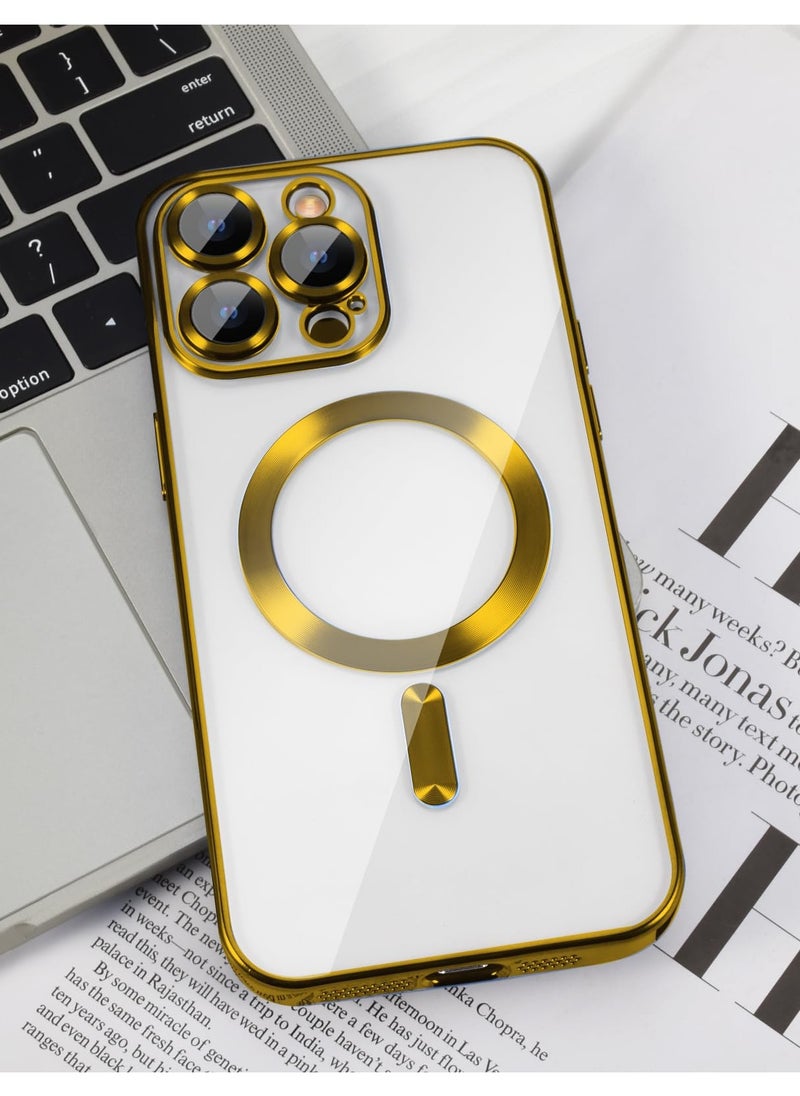 BORTONY - iPhone 15 Pro Case Compatible with MagSafe Protection Built-in Camera Lens Protector Luxury Plating TPU Ultra Slim Magnetic Cover for iPhone 15 Pro 6.1inch Clear - Image 1