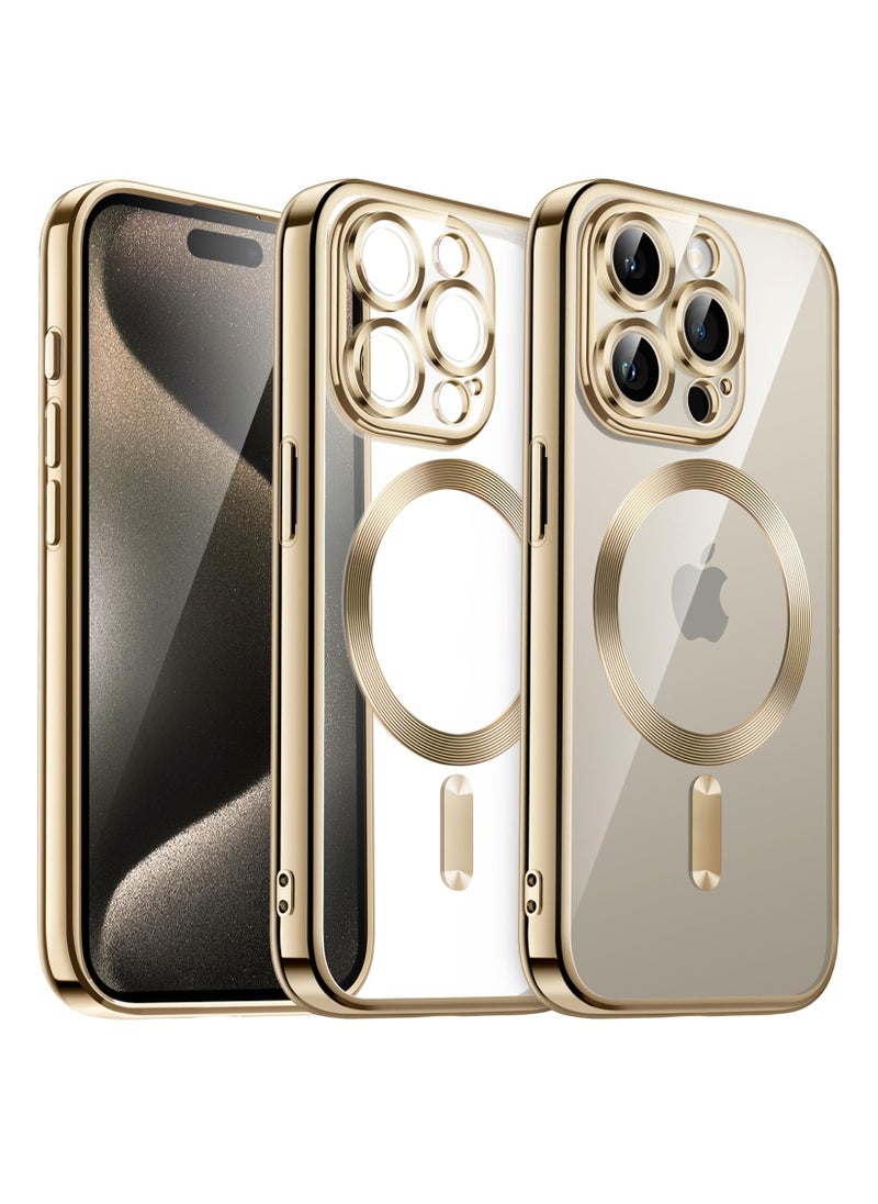 BORTONY - iPhone 15 Pro Case Compatible with MagSafe Protection Built-in Camera Lens Protector Luxury Plating TPU Ultra Slim Magnetic Cover for iPhone 15 Pro 6.1inch Clear - Image 1