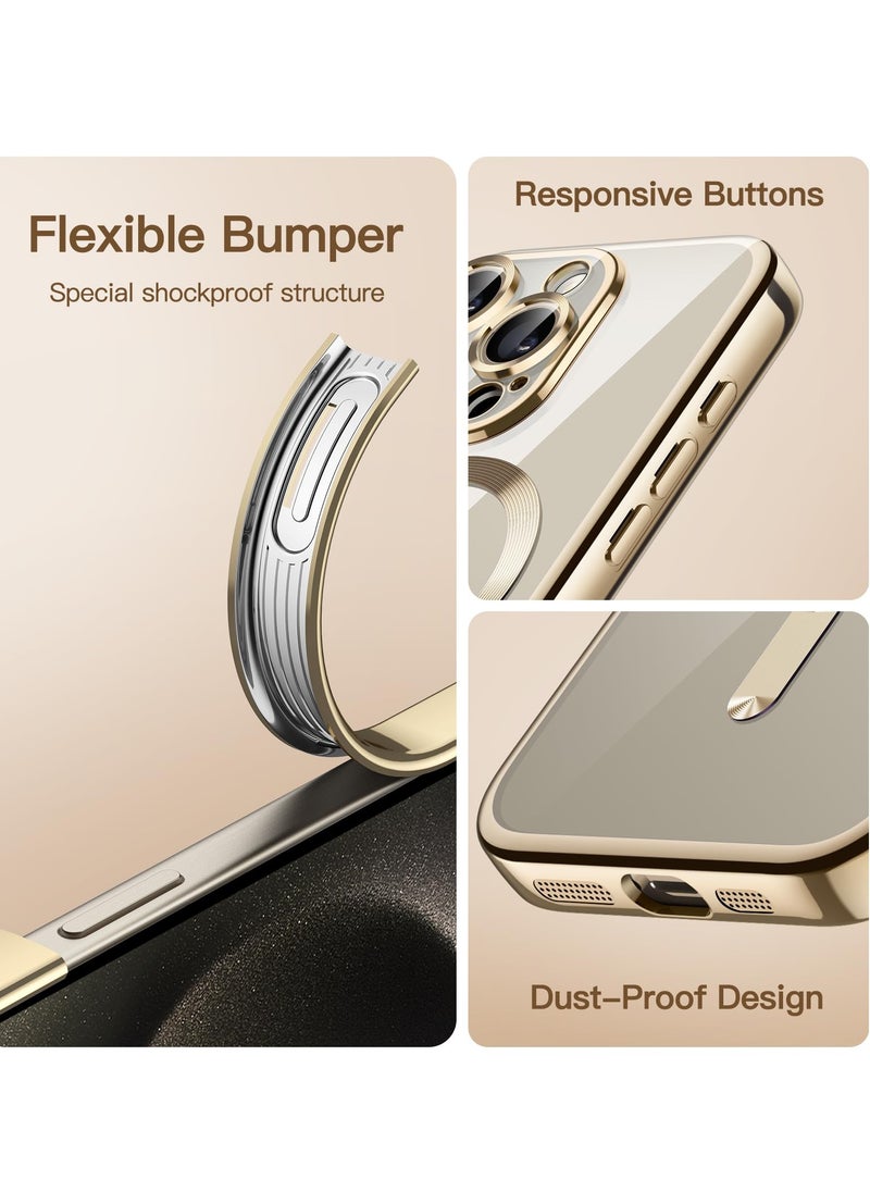 BORTONY - iPhone 15 Pro Case Compatible with MagSafe Protection Built-in Camera Lens Protector Luxury Plating TPU Ultra Slim Magnetic Cover for iPhone 15 Pro 6.1inch Clear - Image 1