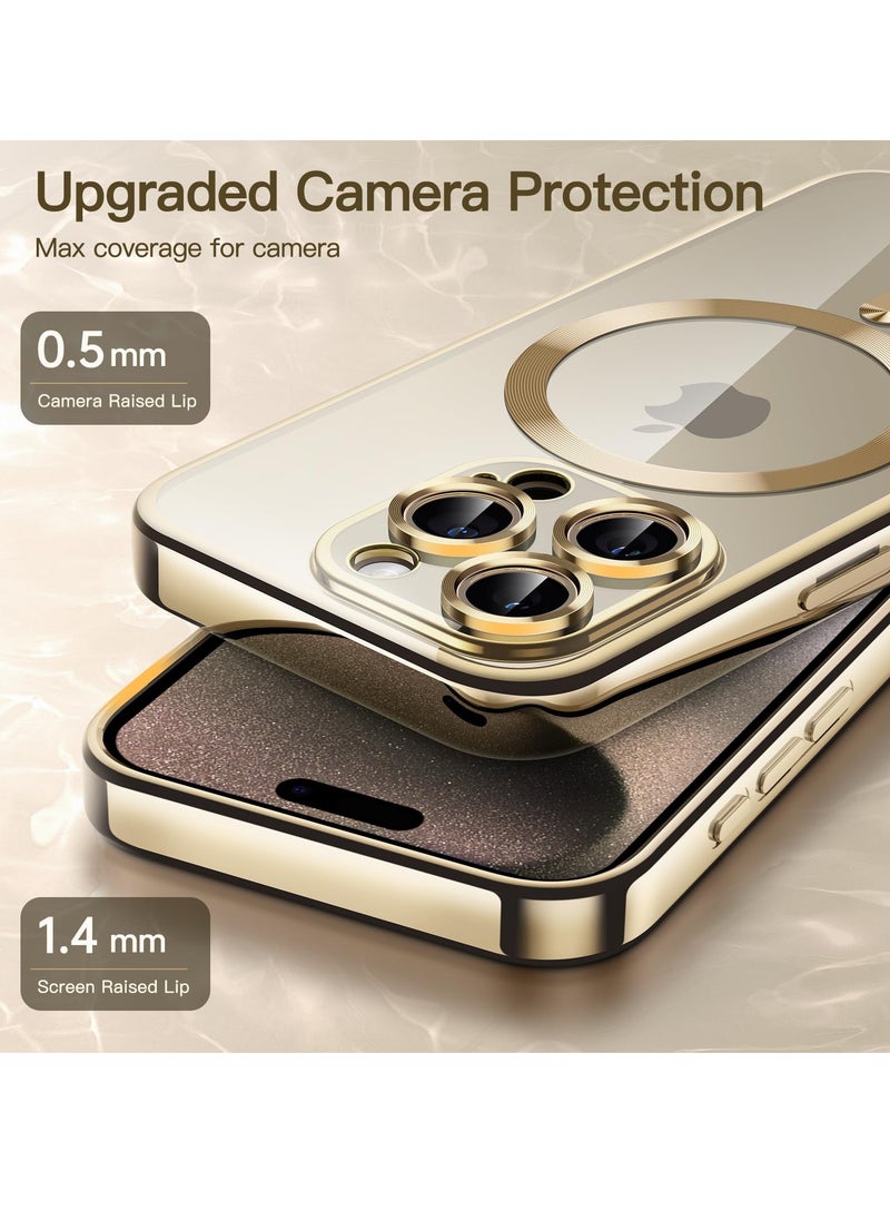 BORTONY - iPhone 15 Pro Case Compatible with MagSafe Protection Built-in Camera Lens Protector Luxury Plating TPU Ultra Slim Magnetic Cover for iPhone 15 Pro 6.1inch Clear - Image 1