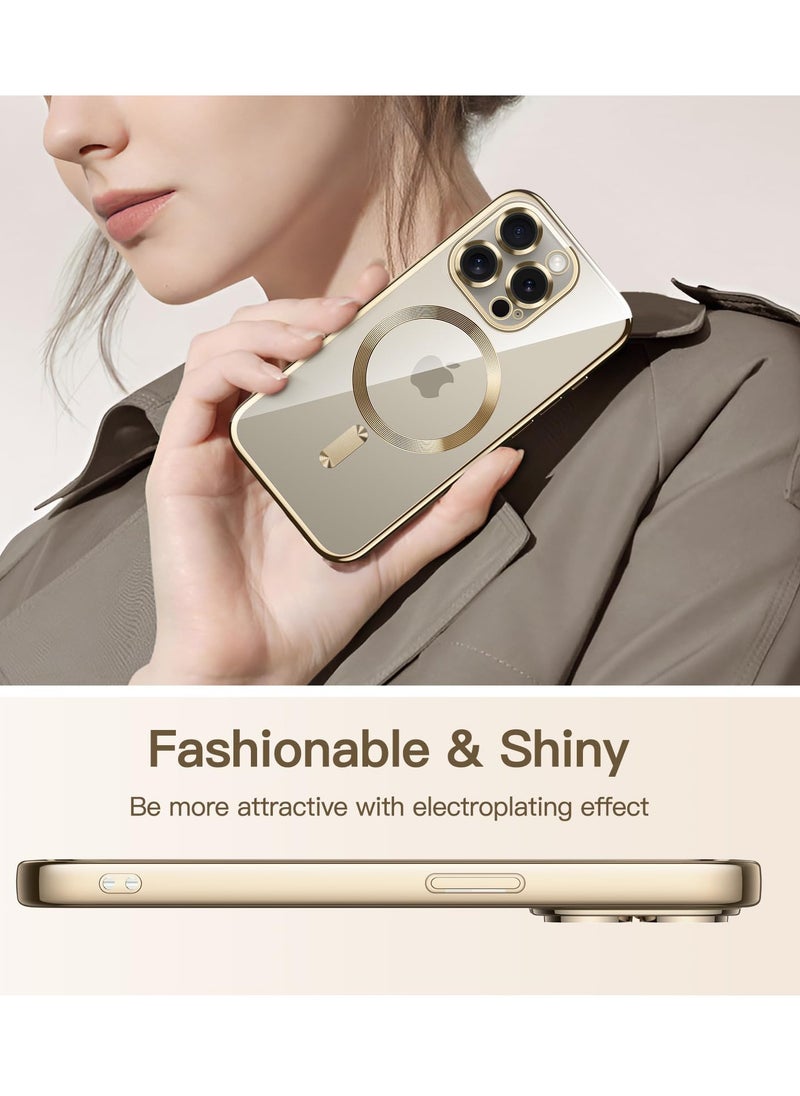 BORTONY - iPhone 15 Pro Case Compatible with MagSafe Protection Built-in Camera Lens Protector Luxury Plating TPU Ultra Slim Magnetic Cover for iPhone 15 Pro 6.1inch Clear - Image 1